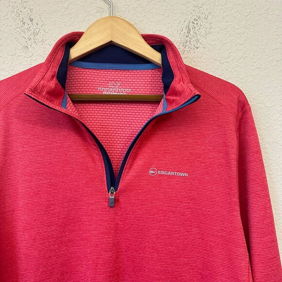VINEYARD VINES Sankaty Stripe Half Zip Performance Pullover Shirt in Pink - Picture 3 of 9